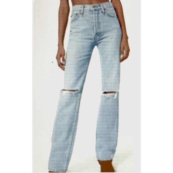 NWT $295 RE/DONE 90S HIGH RISE LOOSE BLEACH DESTROY JEANS - Picture 1 of 12